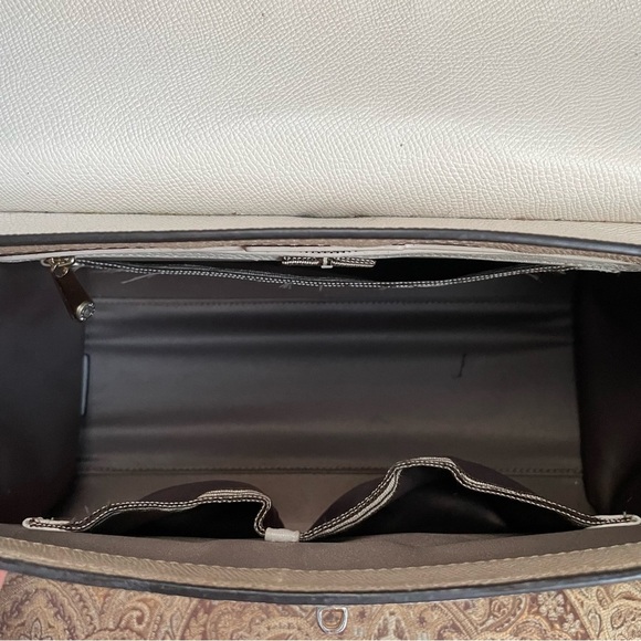 Henri Bendel Large Ivory Uptown Satchel with Gold Tone Hardware & Long Strap - Picture 9 of 13